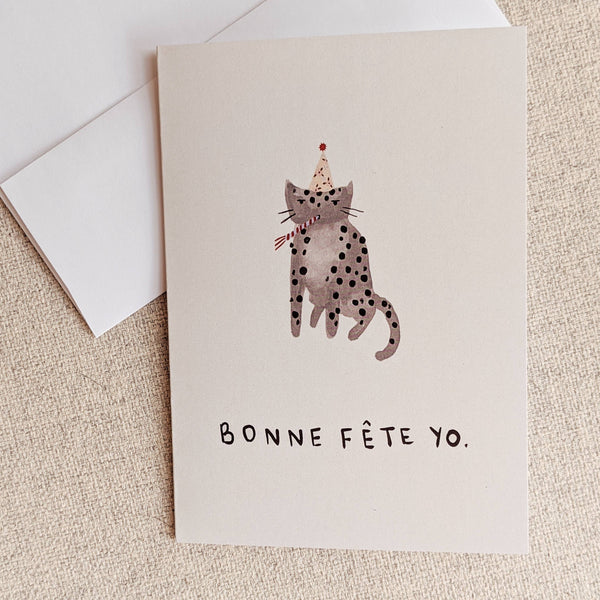 Bonne Fête Yo Cat Birthday Card