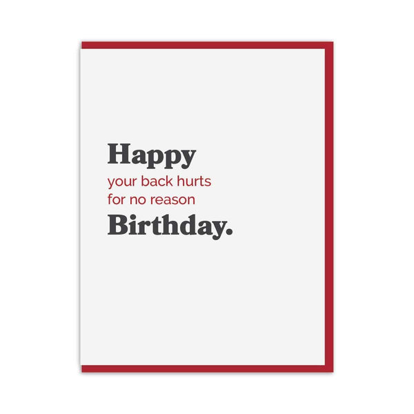 Happy Your Back Hurts Birthday Card - DIGS