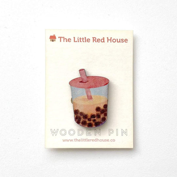 The Little Red House - Boba Wooden Pin - DIGS