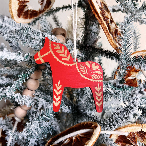 Swedish Dala Horse Holiday Ornament