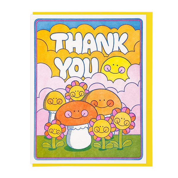 Mushrooms and Flowers Thank You Card