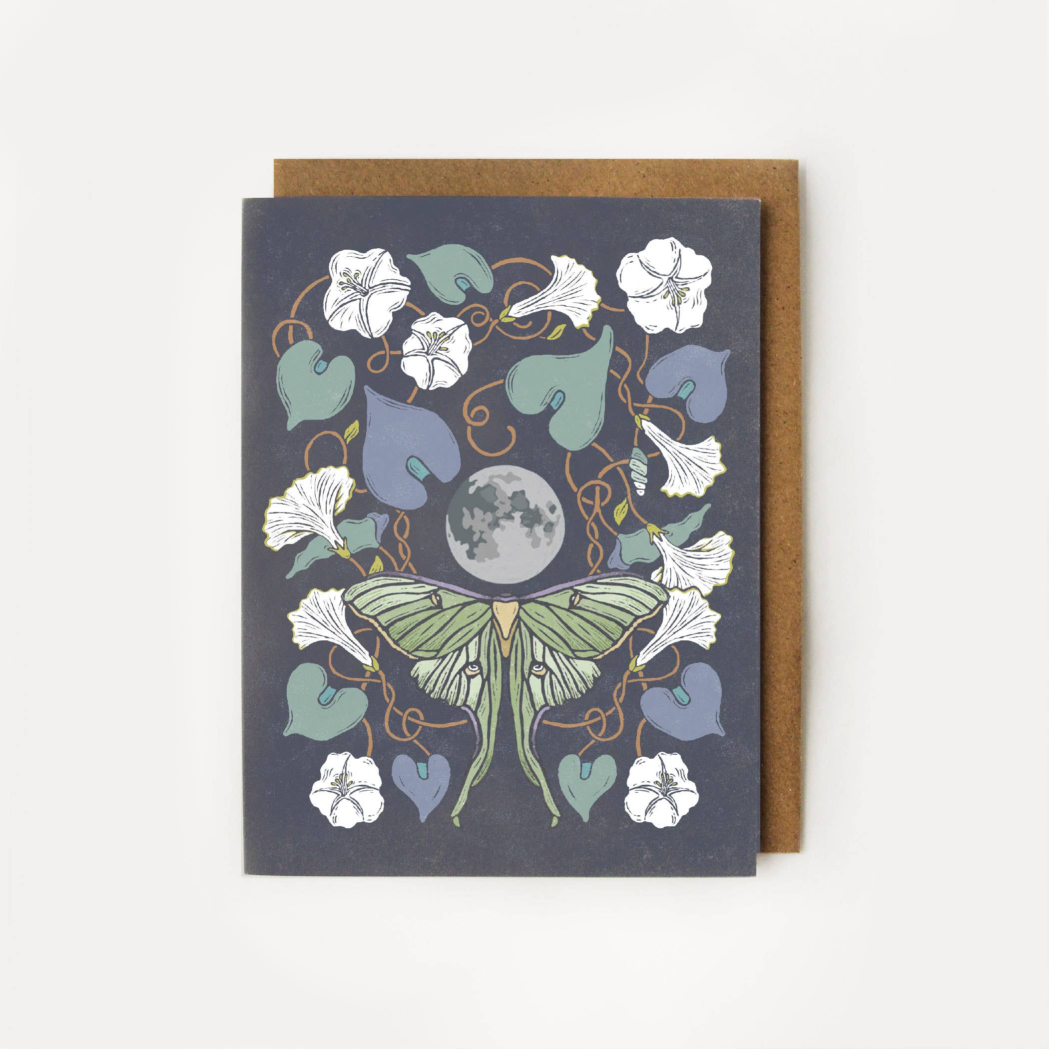 Luna Moth & Moonflower Moonlit Magic Card