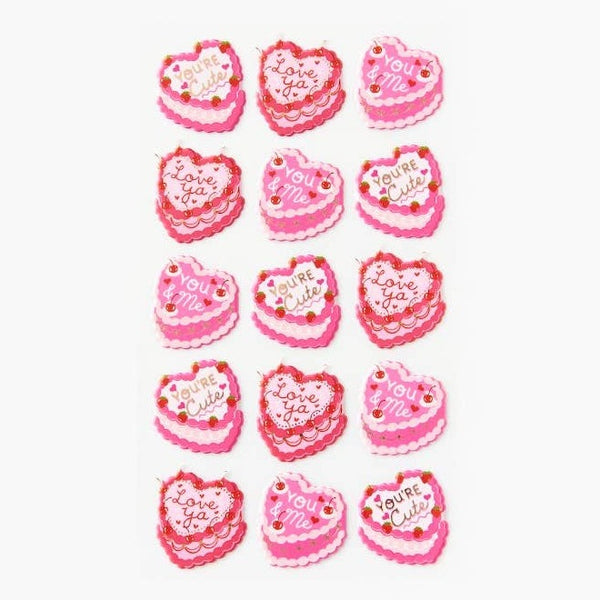 Vintage Heart Cake Stickers