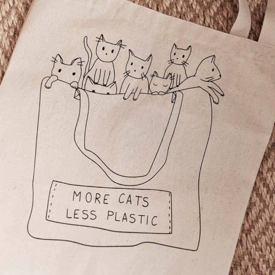 More Cats Less Plastic Tote Bag - DIGS