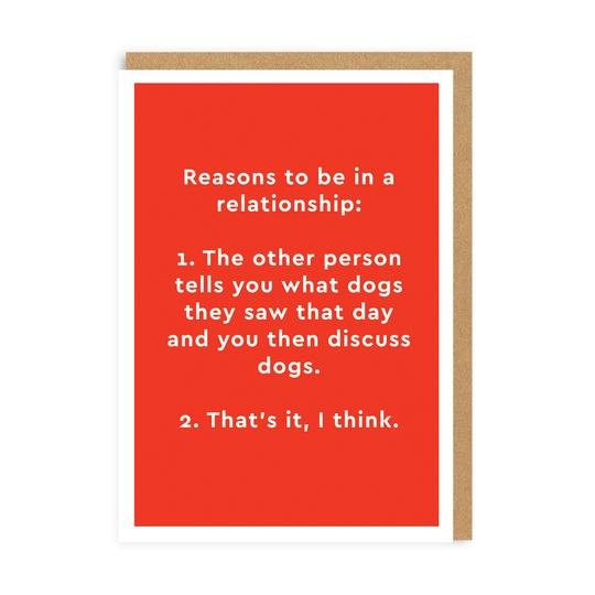 Reasons To Be In A Relationship Card - DIGS