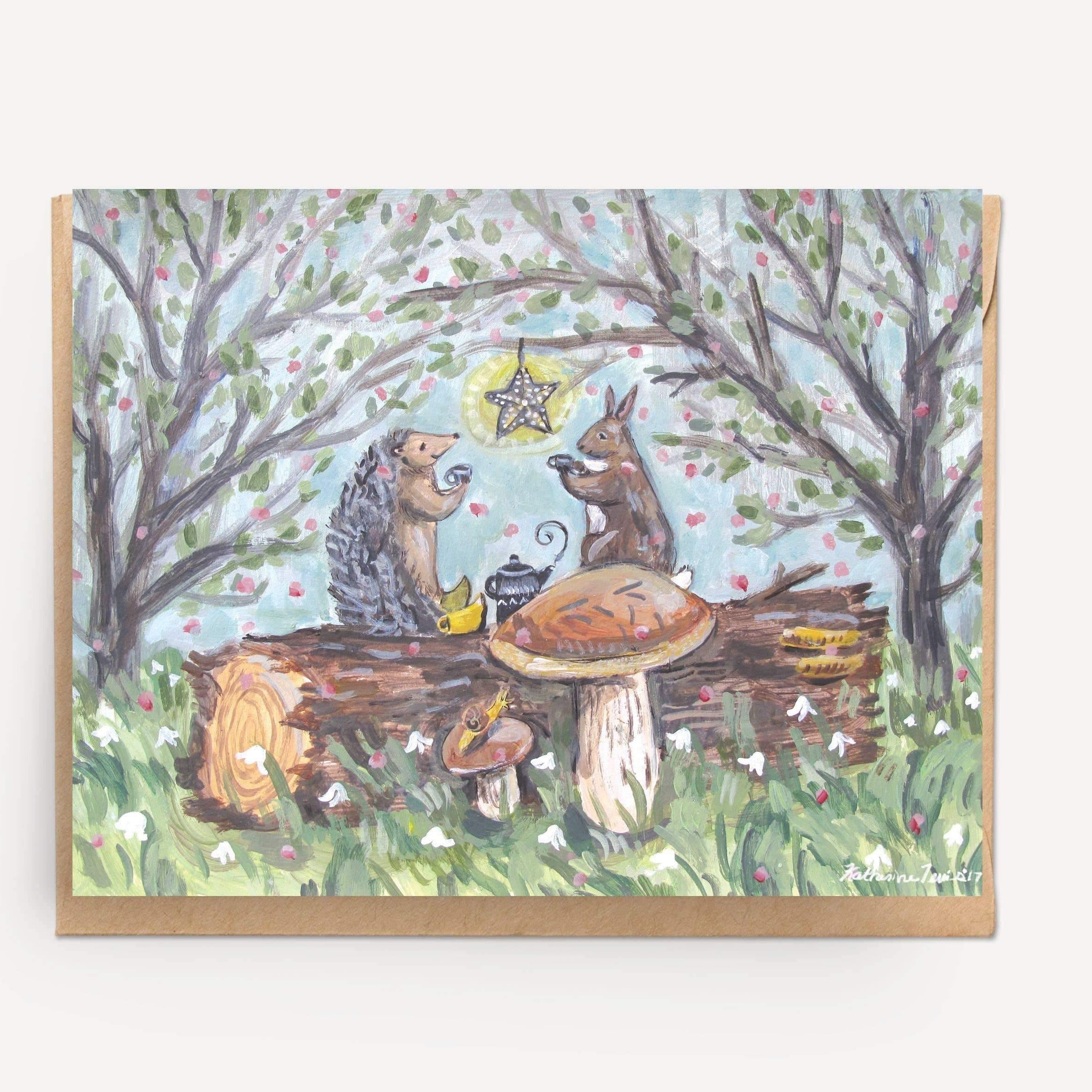 Tea On A Log Greeting Card - DIGS