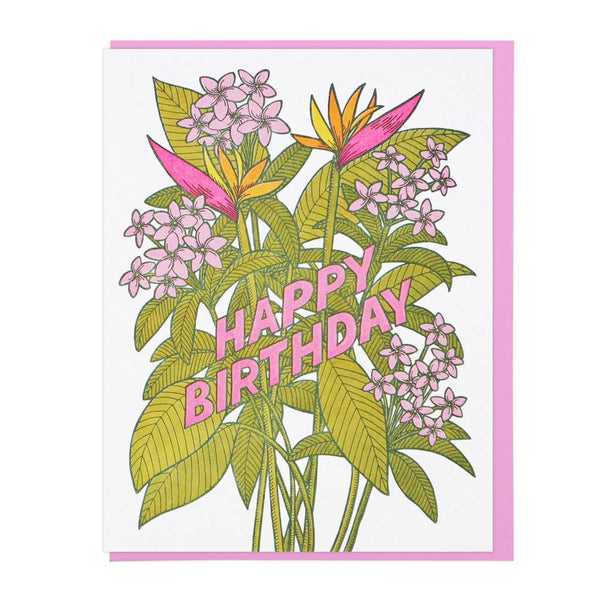 Tropical Flowers Birthday Card - DIGS