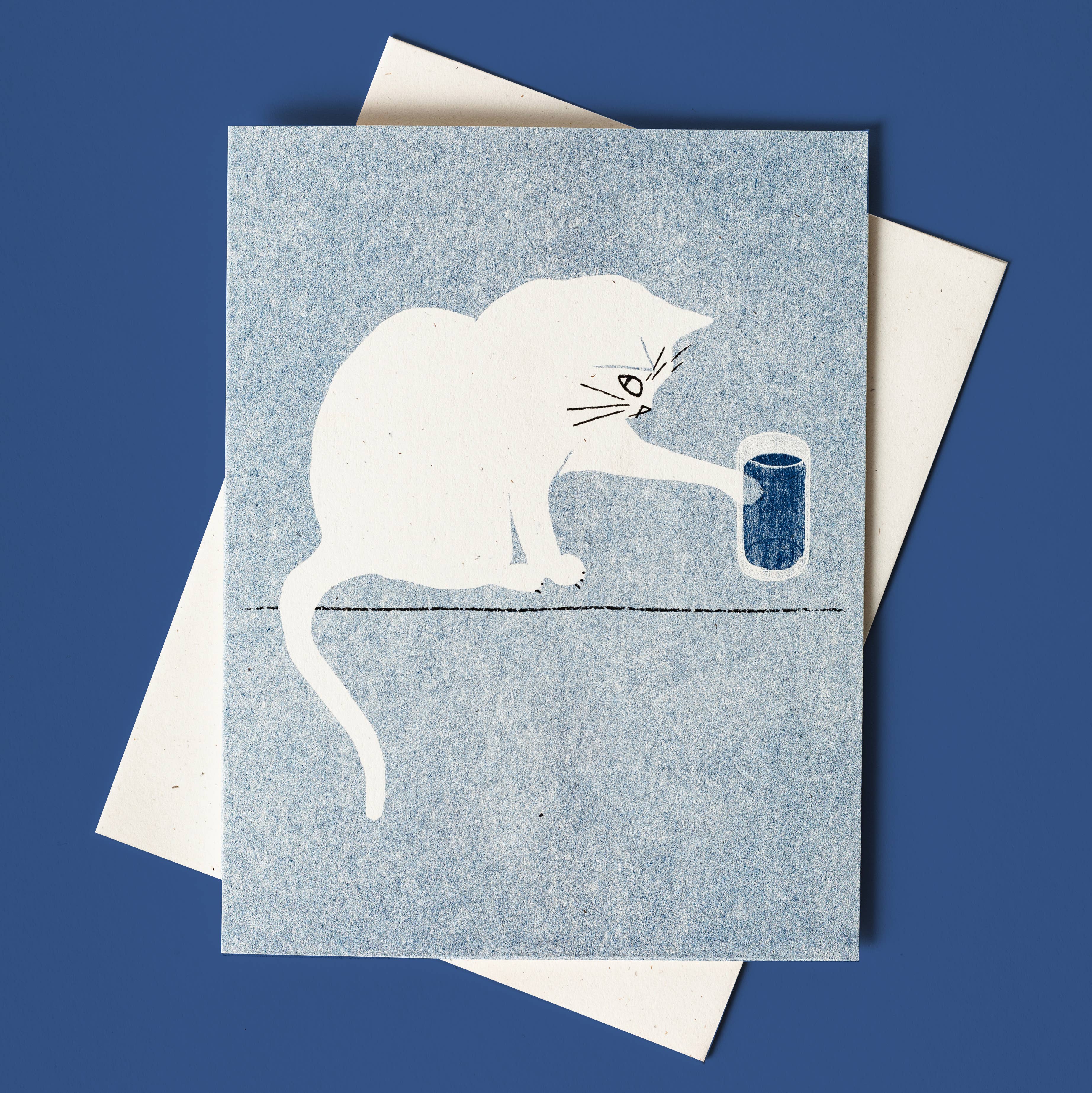 Water Glass Cat Card - DIGS