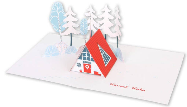 Winter Cabin Pop - up Card - DIGS