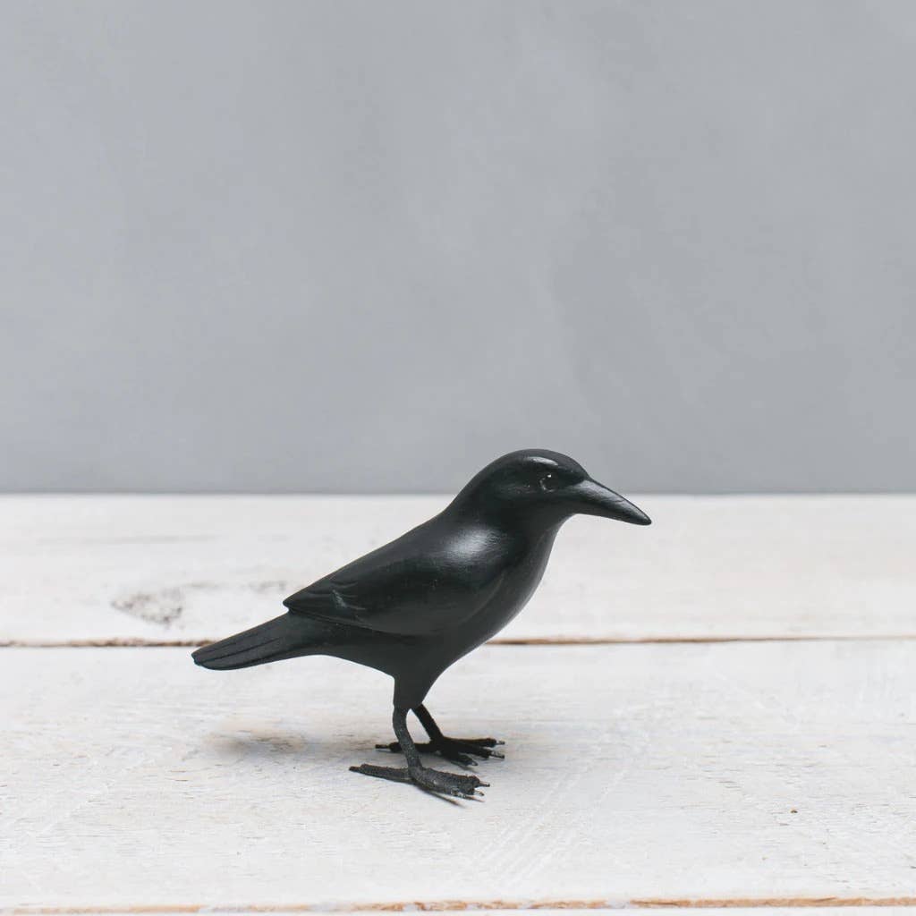 Hand Carved Mini Crow Sculpture