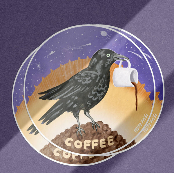 Cosmic Coffee Raven Sticker