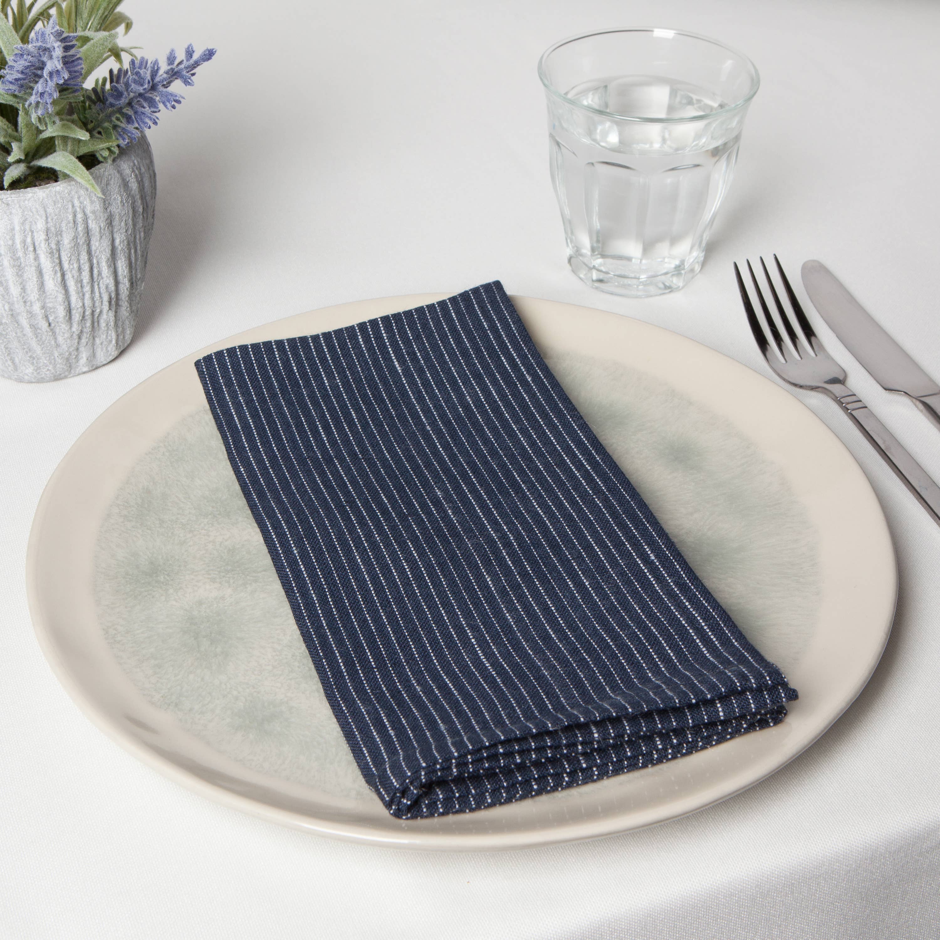 Pinstripe Linen Napkins, Set of 4