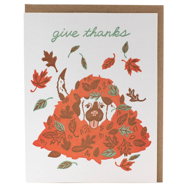 Dog & Leaves Thank You Card