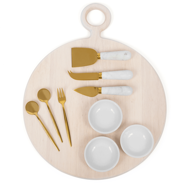 10 Piece Charcuterie Board Gift Set, White - Washed - DIGS