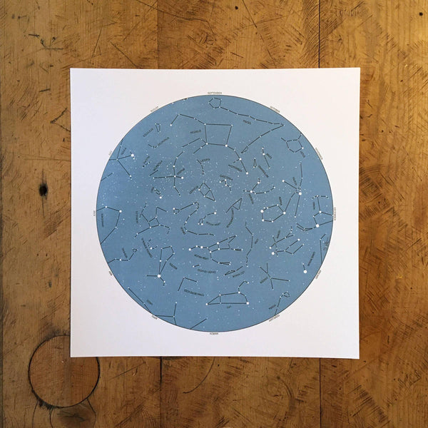 12" x 12" Star Map Letterpress Print - DIGS