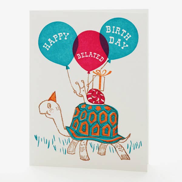 Turtle & Snail Belated Birthday Card