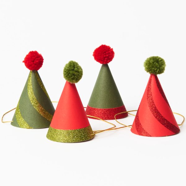 Peppermint Glitter Mini Christmas Party Hats