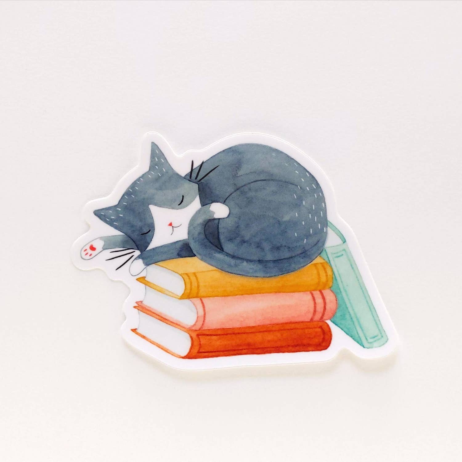 Cat and Books Sticker