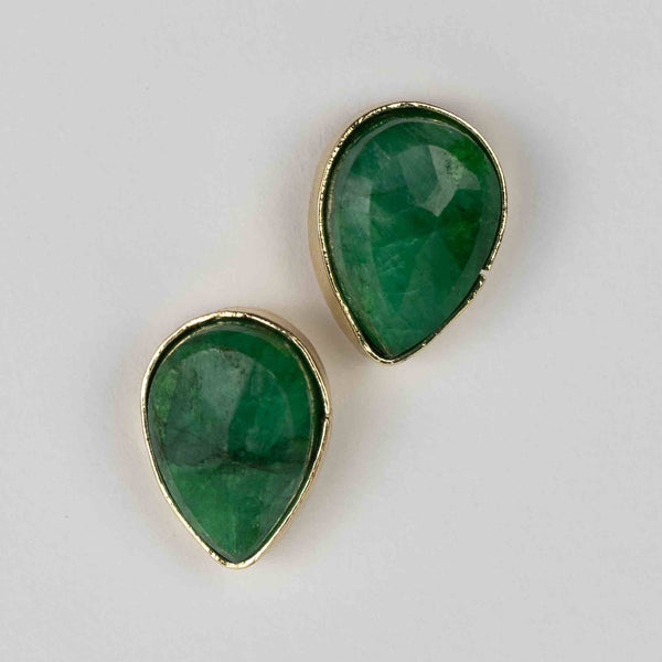 Ansoo Stud Earrings - Green