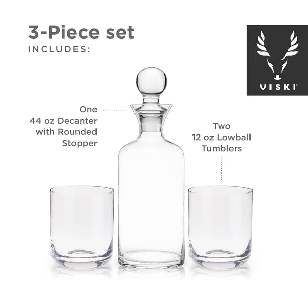 Raye Crystal Decanter & Tumblers Set/3