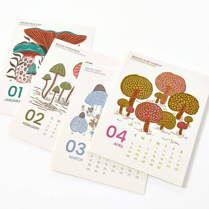 2026 Mushroom Letterpress Desk Calendar - DIGS