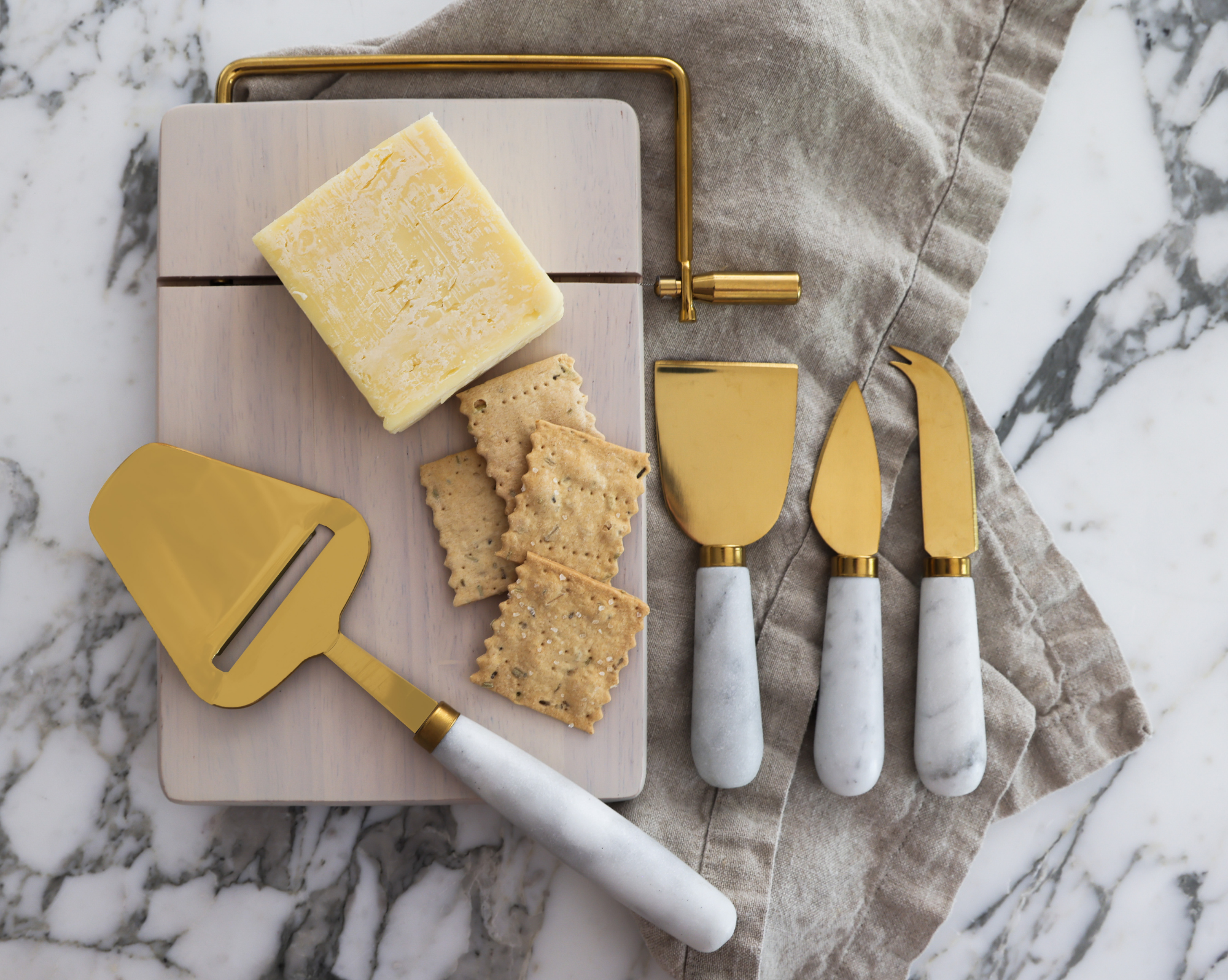 Handheld Cheese Plane/Slicer, White Marble