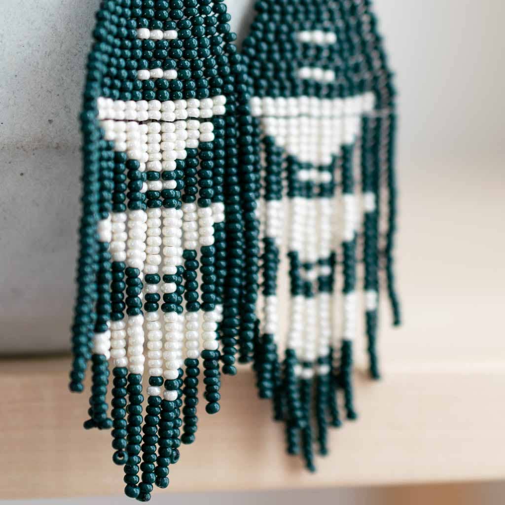 Beaded Fringe Earrings: Jade