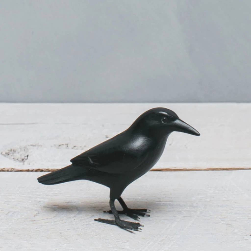 Hand Carved Mini Crow Sculpture