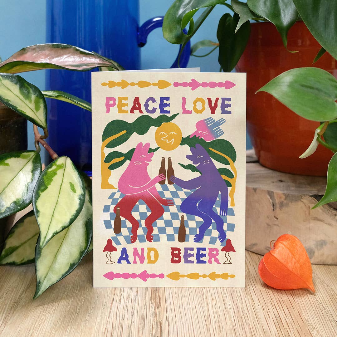 Peace, Love & Beer Greeting Card