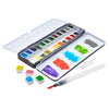 Watercolor Half Pans Tin – 24 Colors & Water Brush