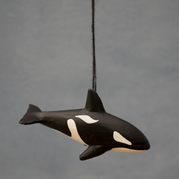 Hand Carved Ocra Whale Ornament