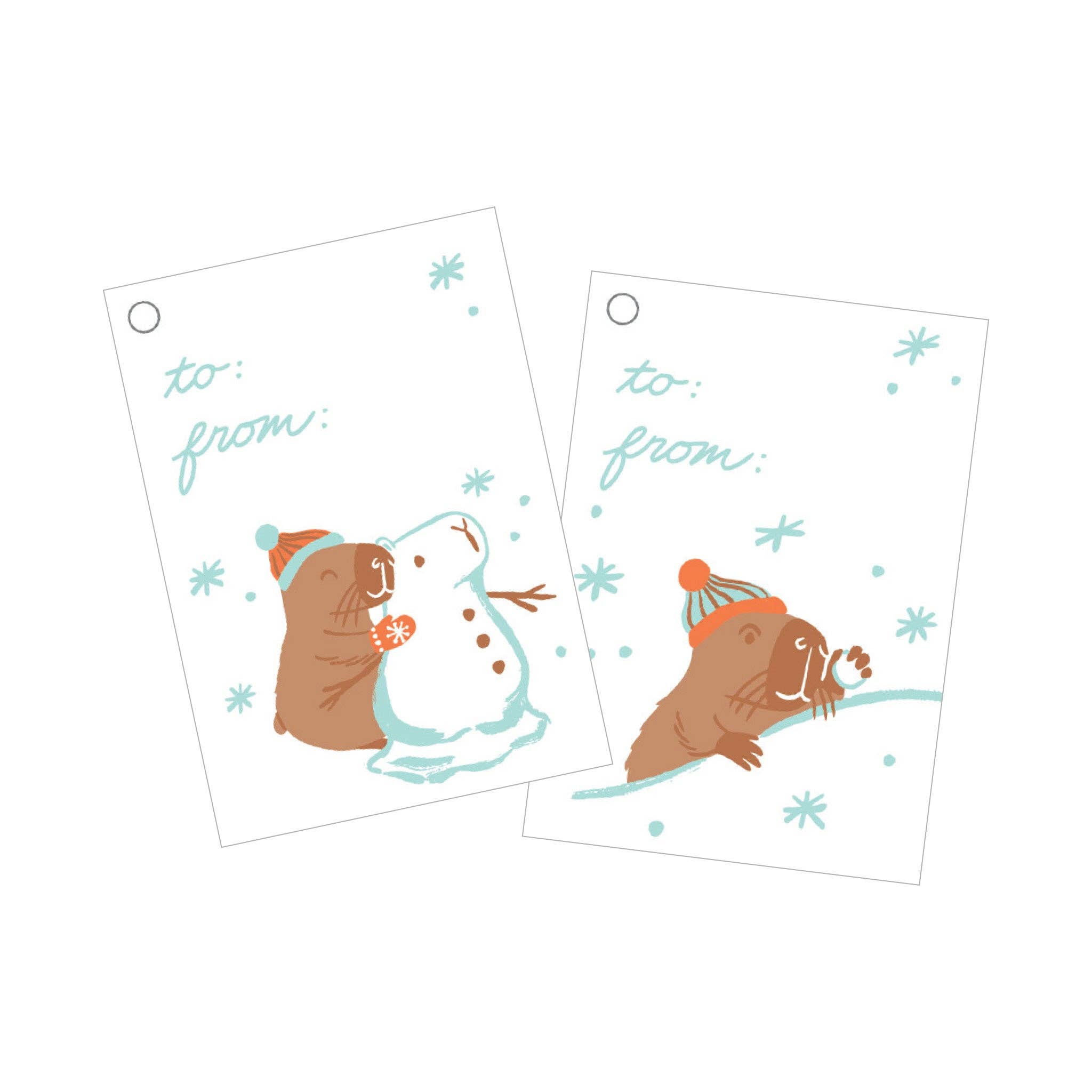 Capybaras in Snow Gift Tag Set