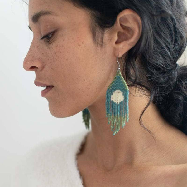 Beaded Fringe Earrings: Luna