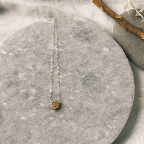 Simple Brass Dot Necklace on Sterling Chain