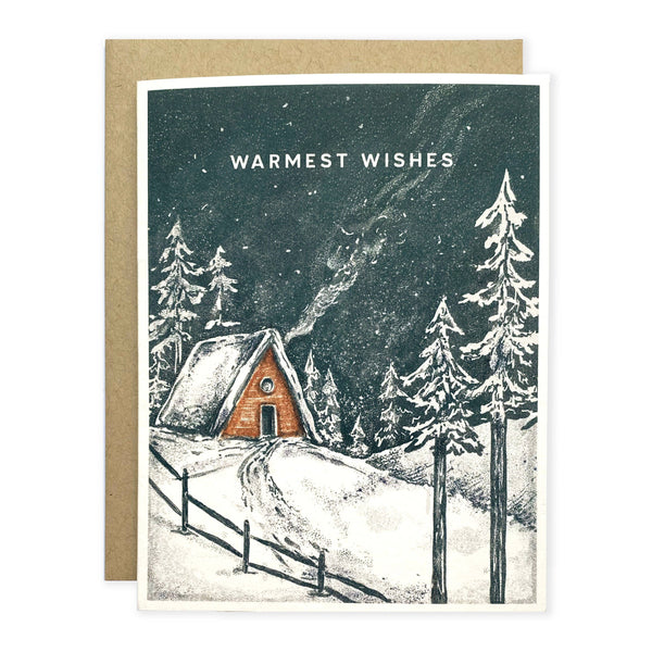 Snowy Cabin Holiday Card