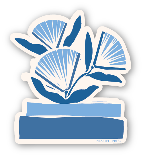 Blue Flowers w/ Books Sticker