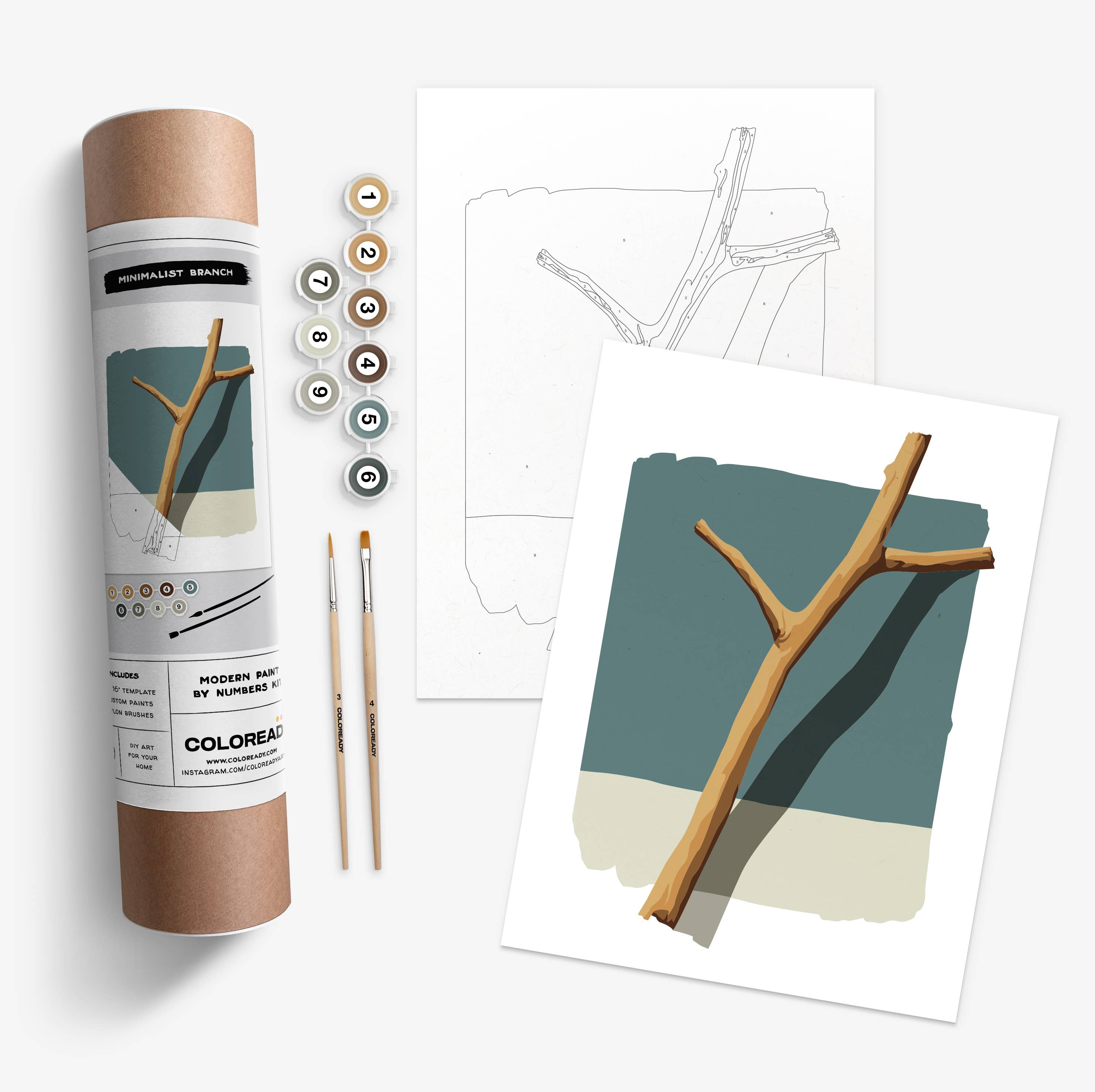Modern Paint By Numbers Kit: Minimalist Branch Study