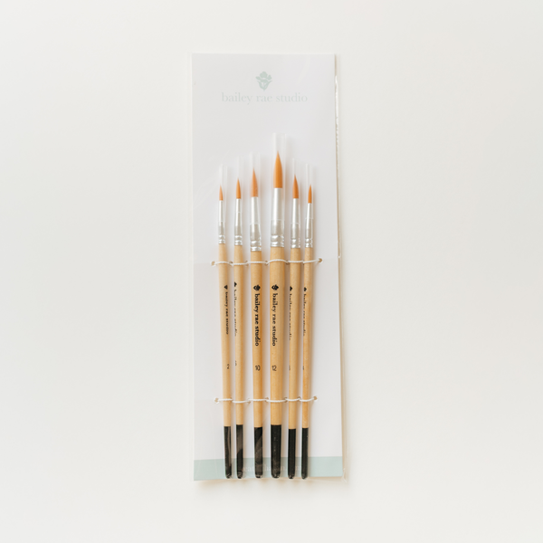 Round Tip Watercolor Brush Set - 6pc