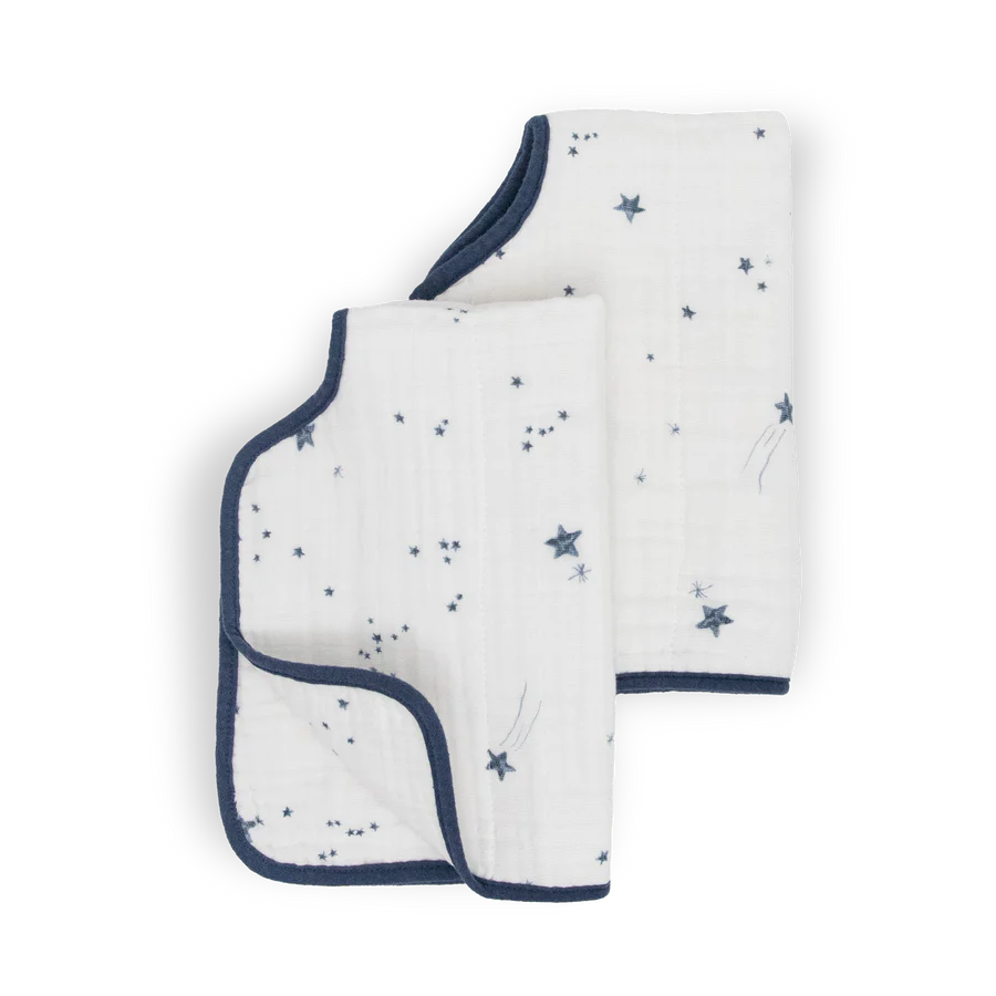 Cotton Muslin Burp Cloth 2 Pack: Shooting Stars