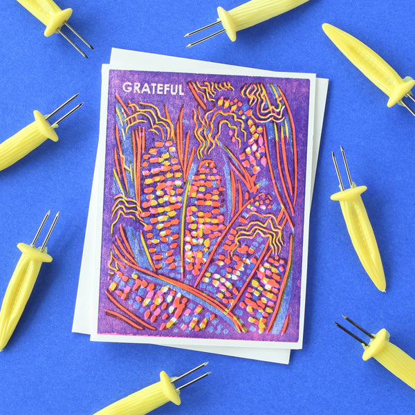 Grateful Rainbow Corn Card