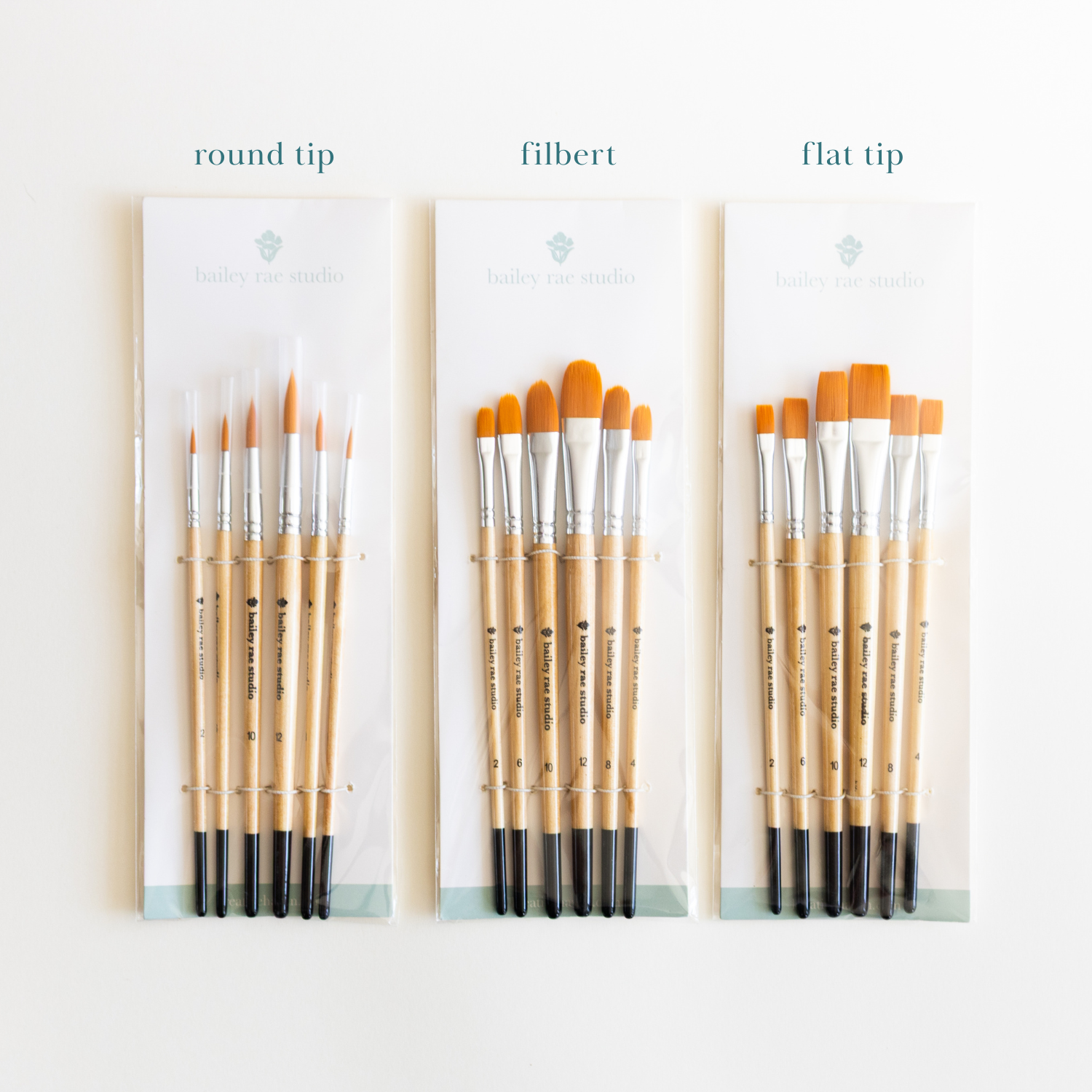 Flat Tip Watercolor Brush Set - 6pc