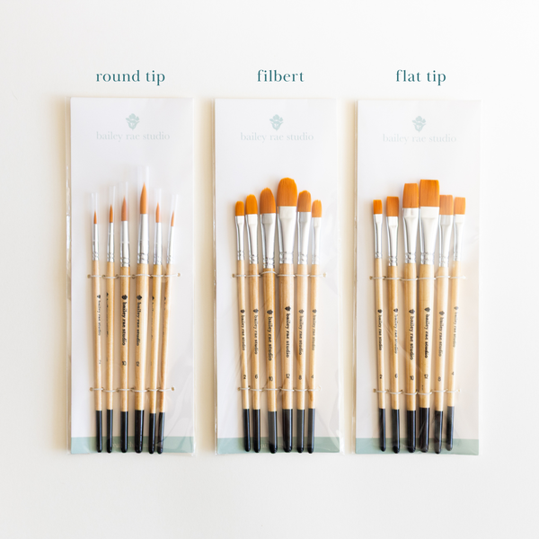 Flat Tip Watercolor Brush Set - 6pc