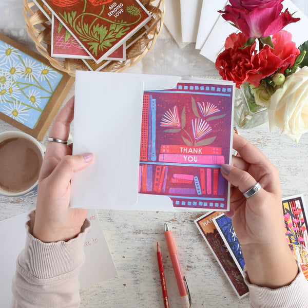 Book & Flowers Thank You Card