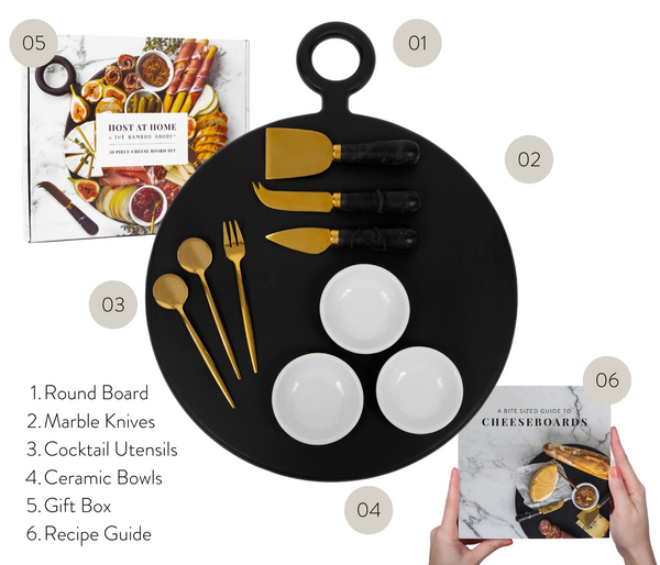 10 Piece Charcuterie Board Gift Set, Black