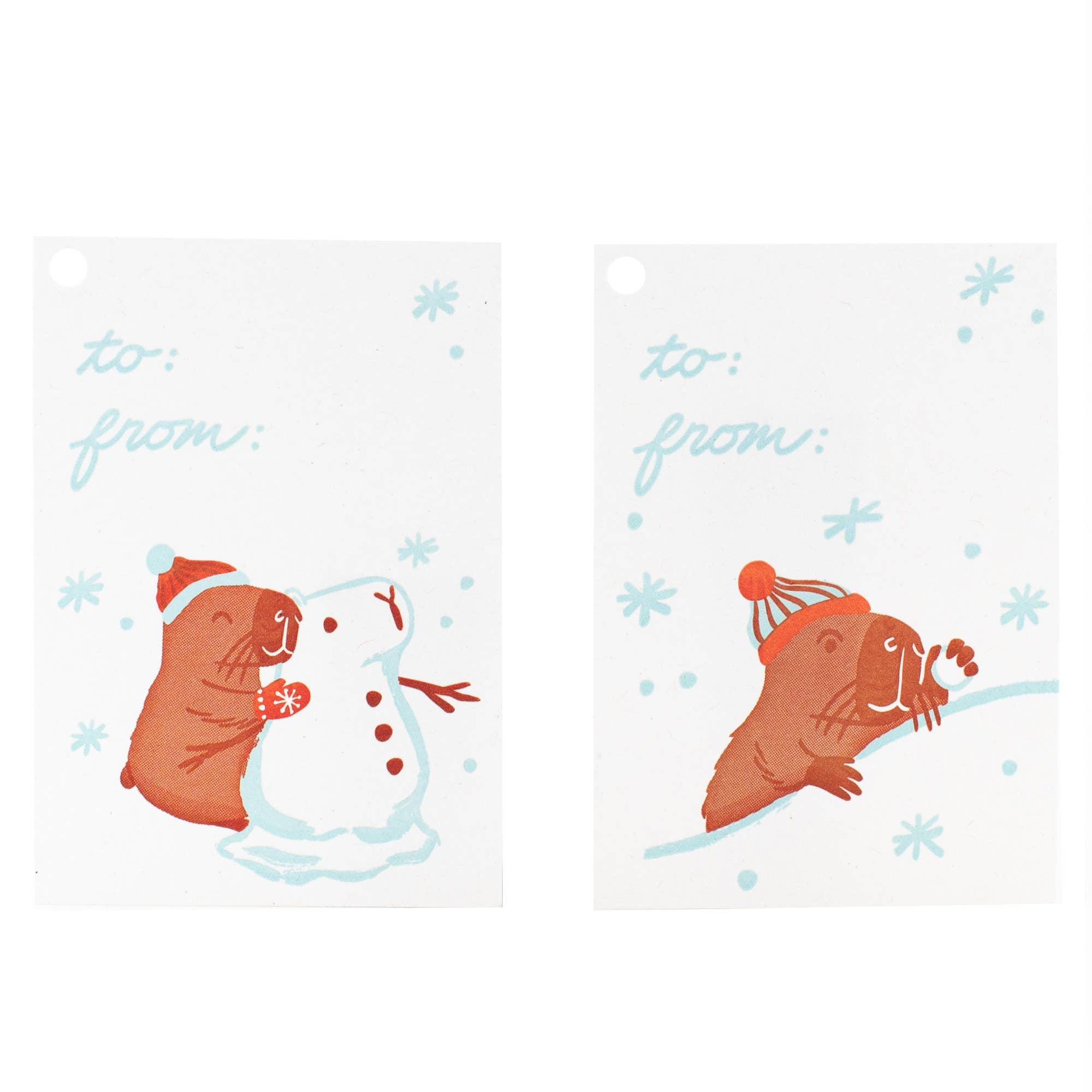 Capybaras in Snow Gift Tag Set