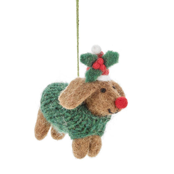 Rudolph Dog Felt Ornament