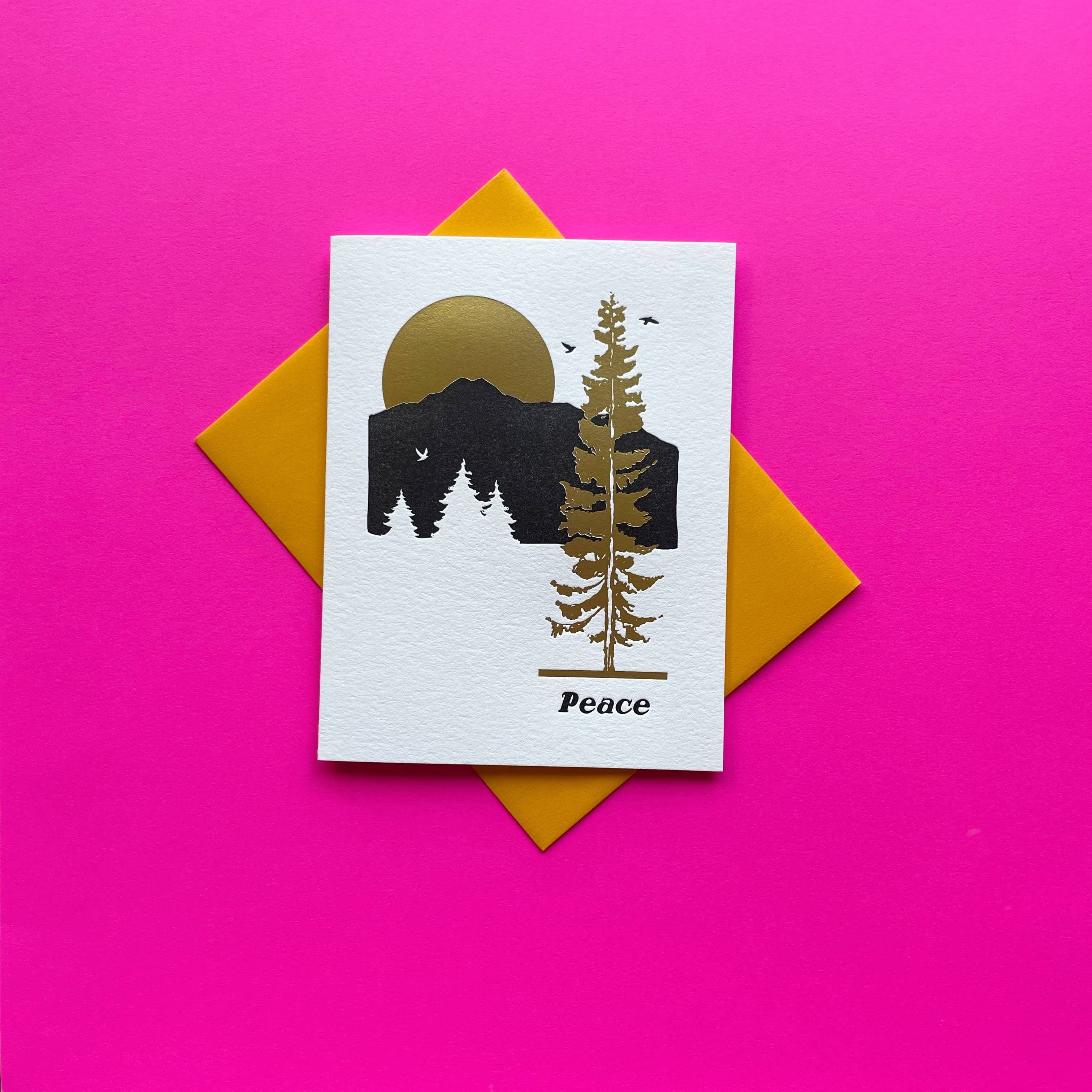 Golden Forest Peace Sympathy Card