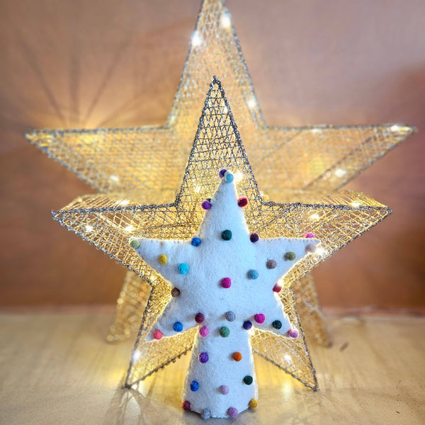 Pom Pom Star Felt Tree Topper