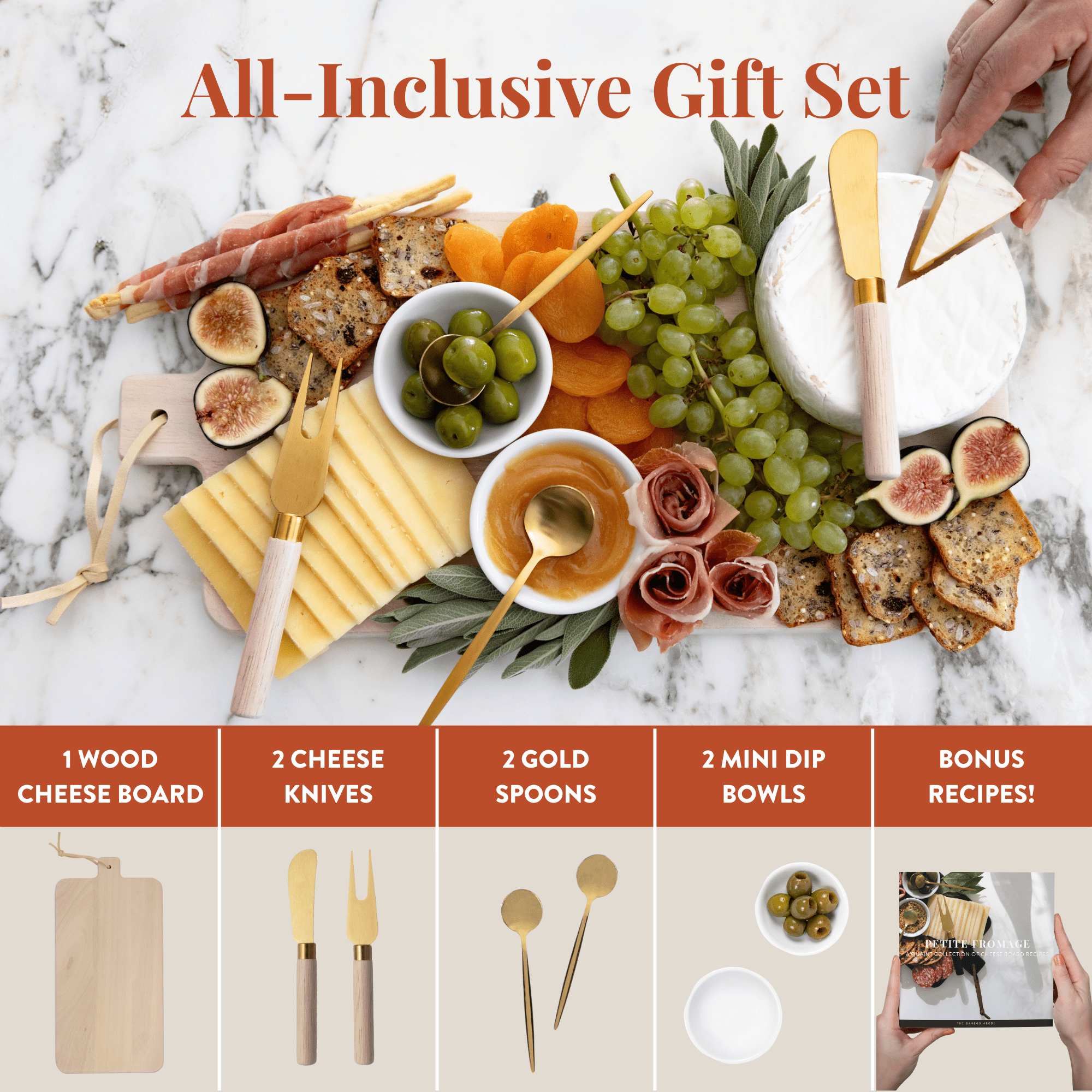 7 Piece Charcuterie Board Gift Set, White Washed - DIGS