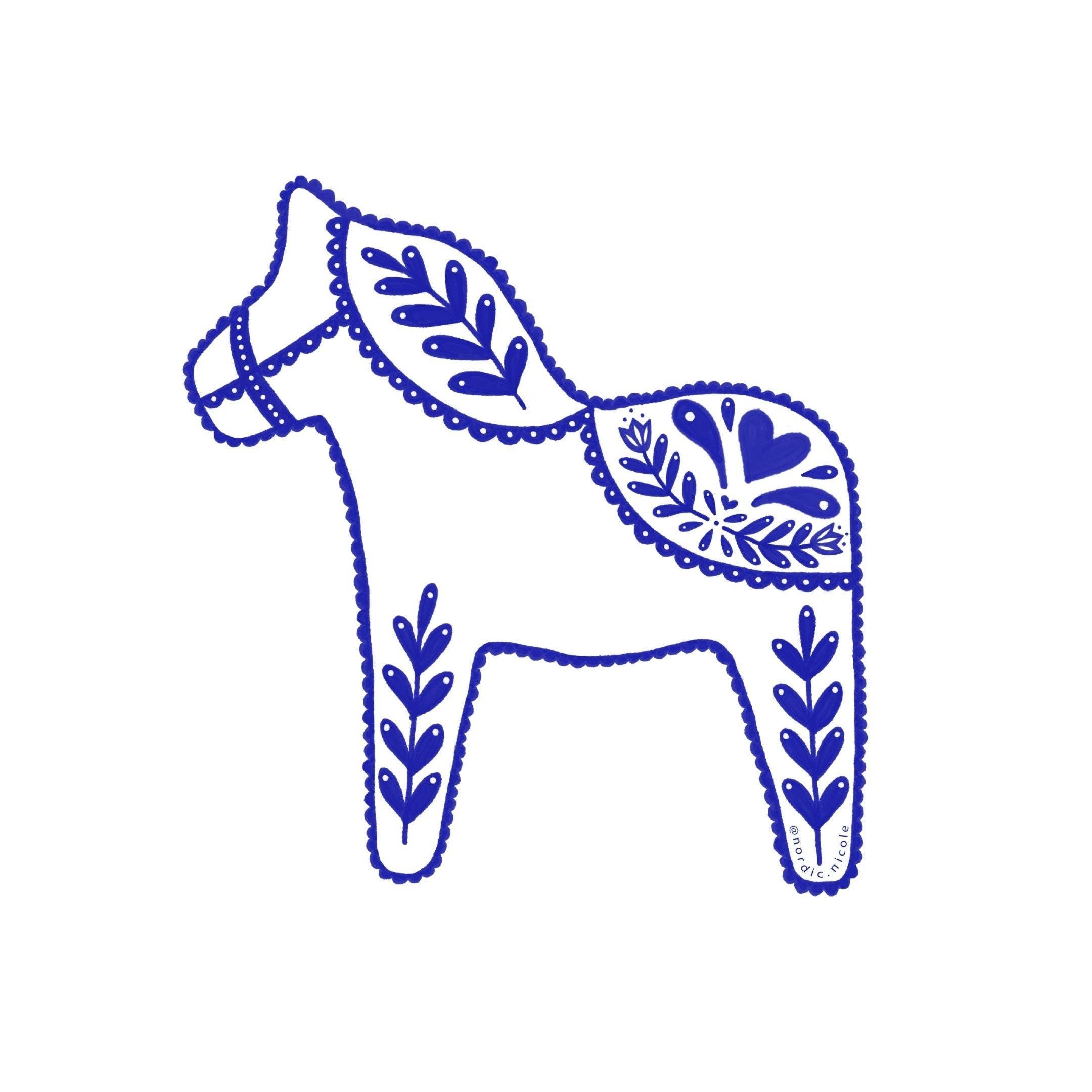 Swedish Dala Horse Sticker - White